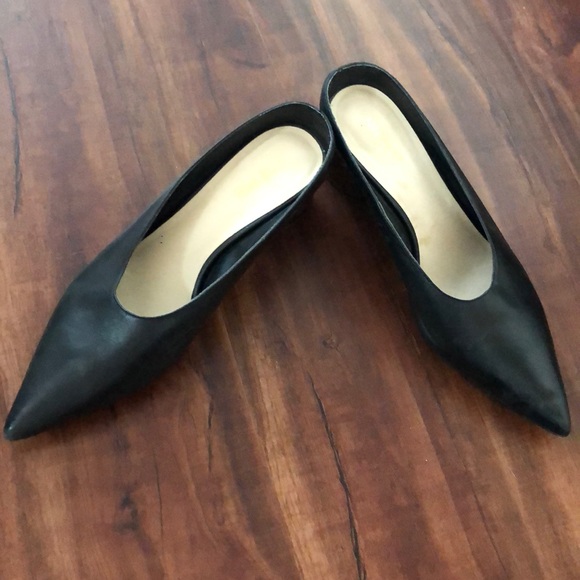 Nine West black leather slip on heels size 10 - Picture 2 of 4